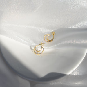 Moon Hoop Earrings - Sterling Silver - 18k Gold Plated