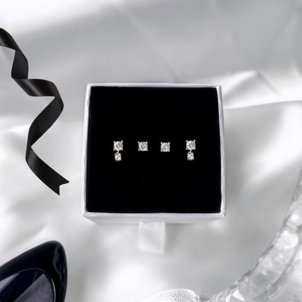 Cindy Earrings Set - 925 Sterling Silver - 18k Gold Plated